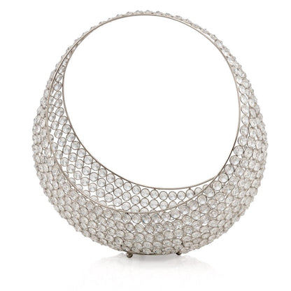 16" Silver and Faux Crystal Bling Ring Basket HomeRoots