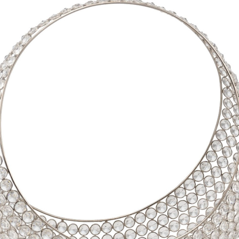 16" Silver and Faux Crystal Bling Ring Basket HomeRoots