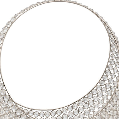 16" Silver and Faux Crystal Bling Ring Basket HomeRoots