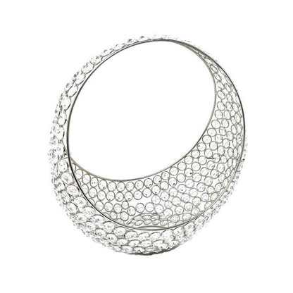 16" Silver and Faux Crystal Bling Ring Basket HomeRoots