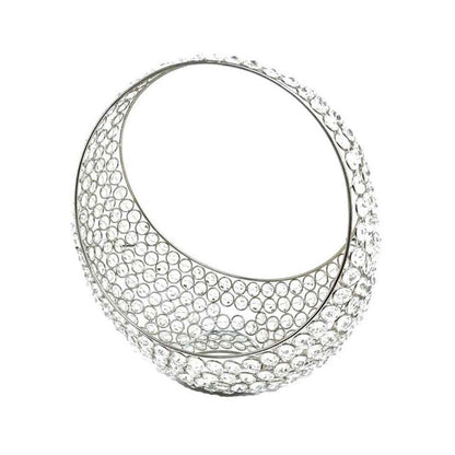 16" Silver and Faux Crystal Bling Ring Basket HomeRoots