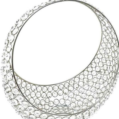 16" Silver and Faux Crystal Bling Ring Basket HomeRoots