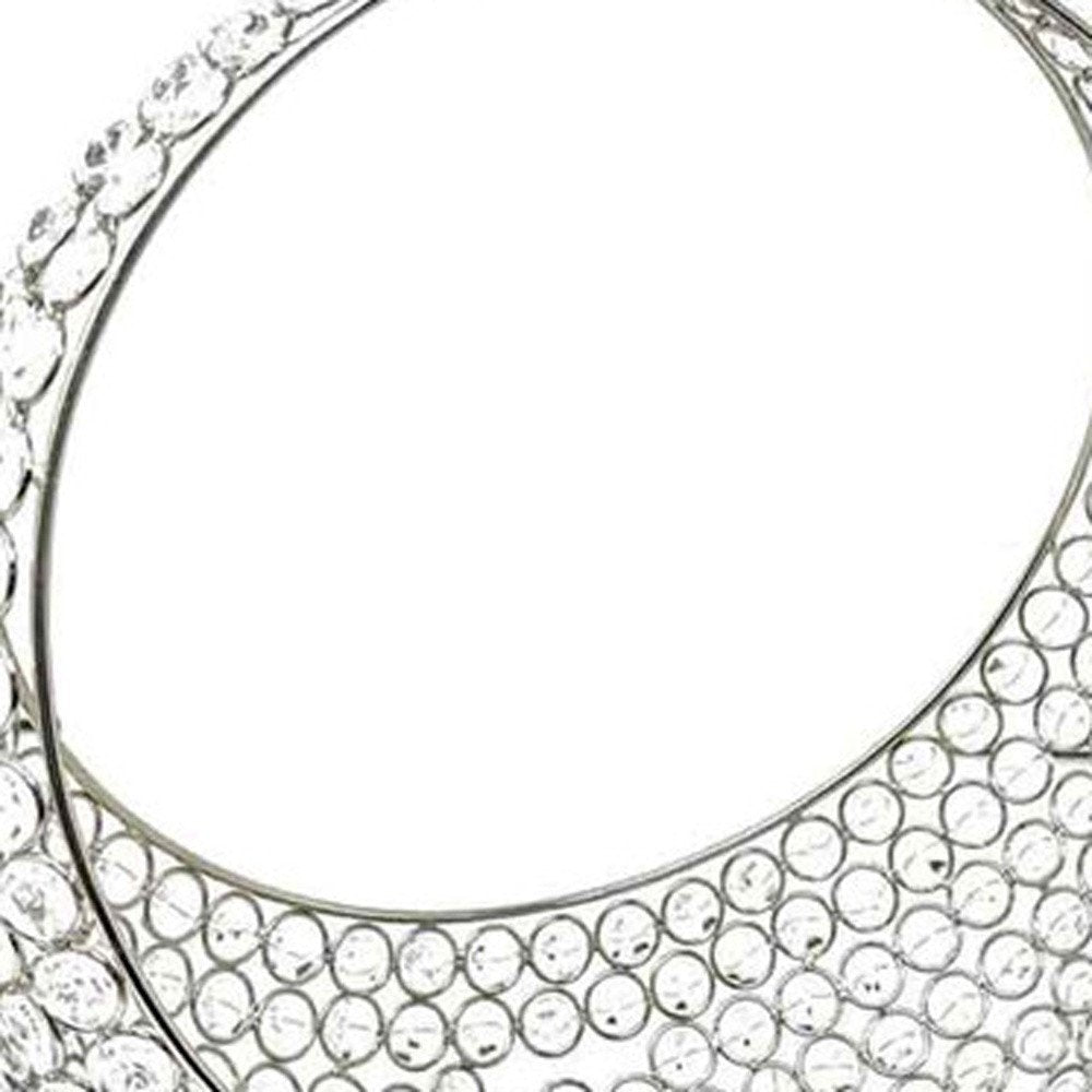16" Silver and Faux Crystal Bling Ring Basket HomeRoots