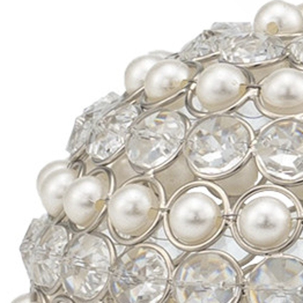 Set Of Two 4" Silver And Clear Faux Crystal Decorative Orbs — view 14
