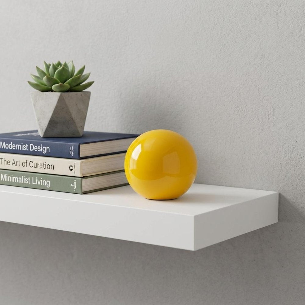 3" Yellow Aluminum Decorative Orb Tabletop Sculpture HomeRoots