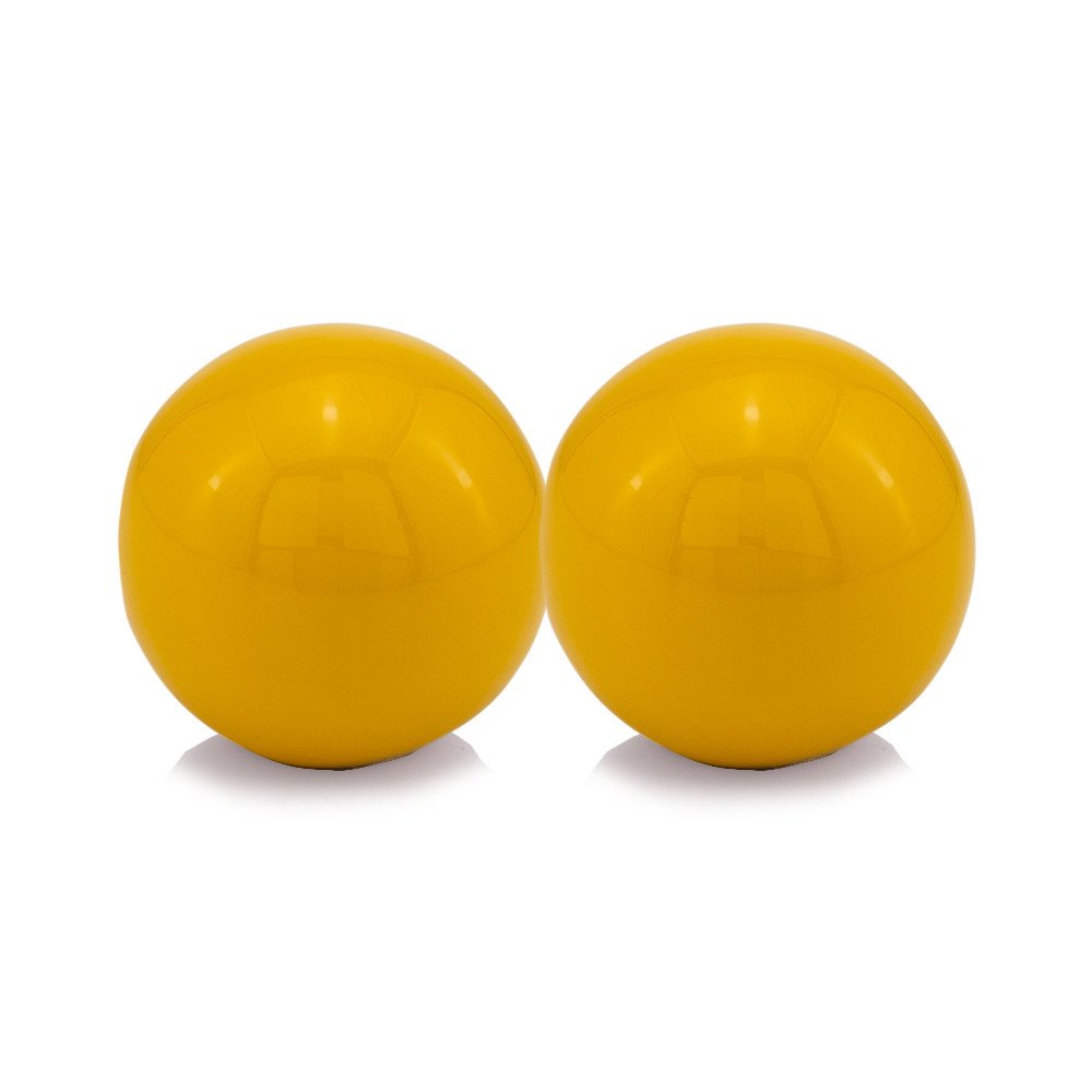 Set of Two Yellow Aluminum Decorative Orbs HomeRoots