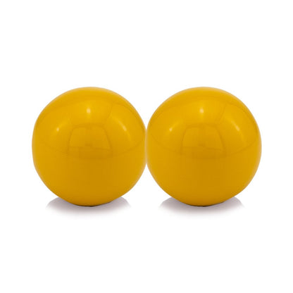 Set of Two Yellow Aluminum Decorative Orbs HomeRoots