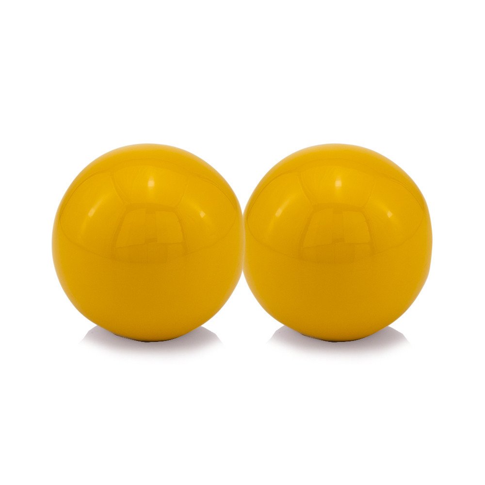 Set of Two Yellow Aluminum Decorative Orbs HomeRoots