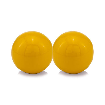 Set of Two Yellow Aluminum Decorative Orbs HomeRoots