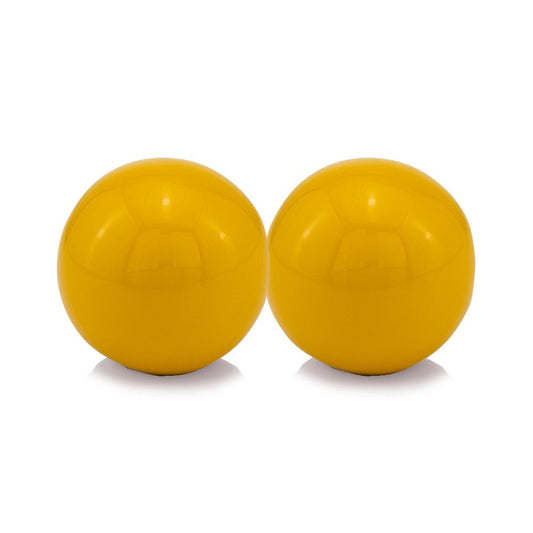 Set of Two Yellow Aluminum Decorative Orbs HomeRoots