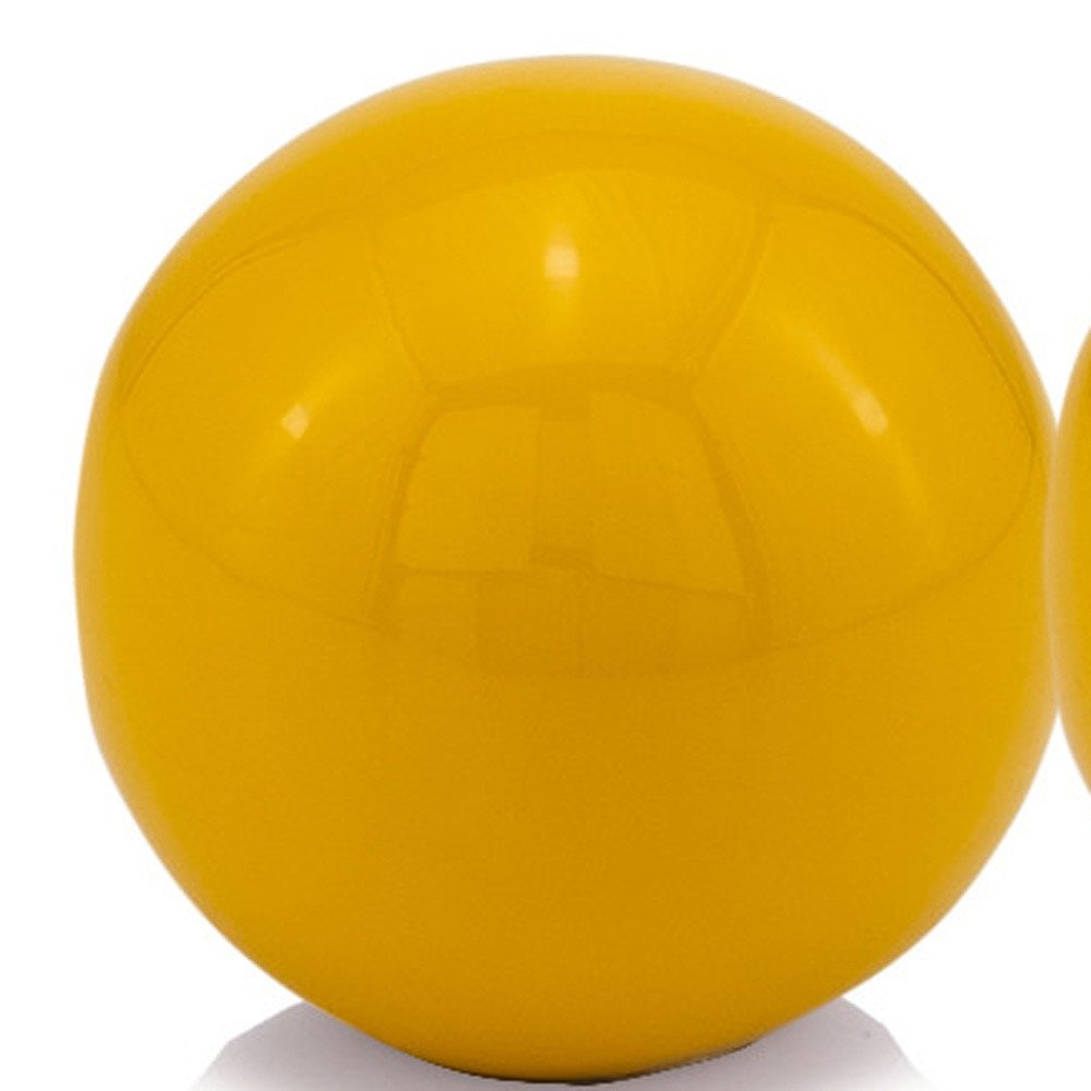 Set of Two Yellow Aluminum Decorative Orbs HomeRoots