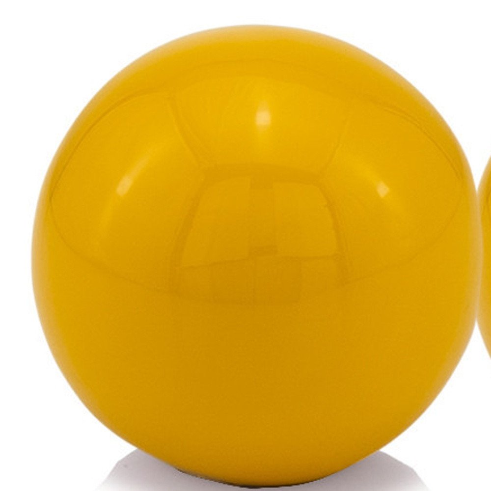 Set of Two Yellow Aluminum Decorative Orbs HomeRoots