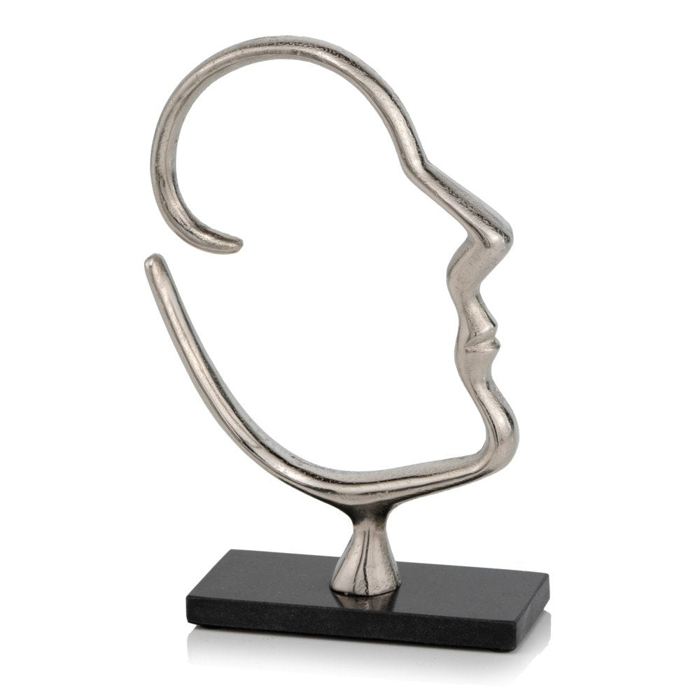 12" Black and Silver Marble and Aluminum Tabletop Sculpture HomeRoots