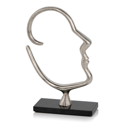 12" Black and Silver Marble and Aluminum Tabletop Sculpture HomeRoots