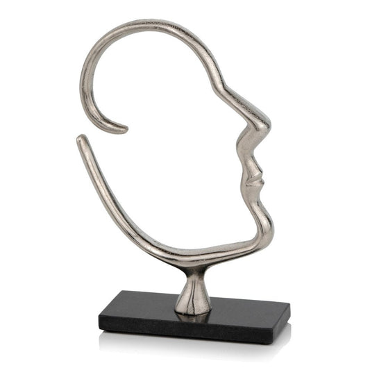 12" Black and Silver Marble and Aluminum Tabletop Sculpture HomeRoots