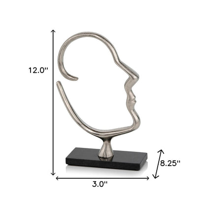 12" Black and Silver Marble and Aluminum Tabletop Sculpture HomeRoots
