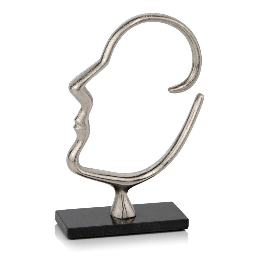 12" Black and Silver Marble and Aluminum Tabletop Sculpture HomeRoots
