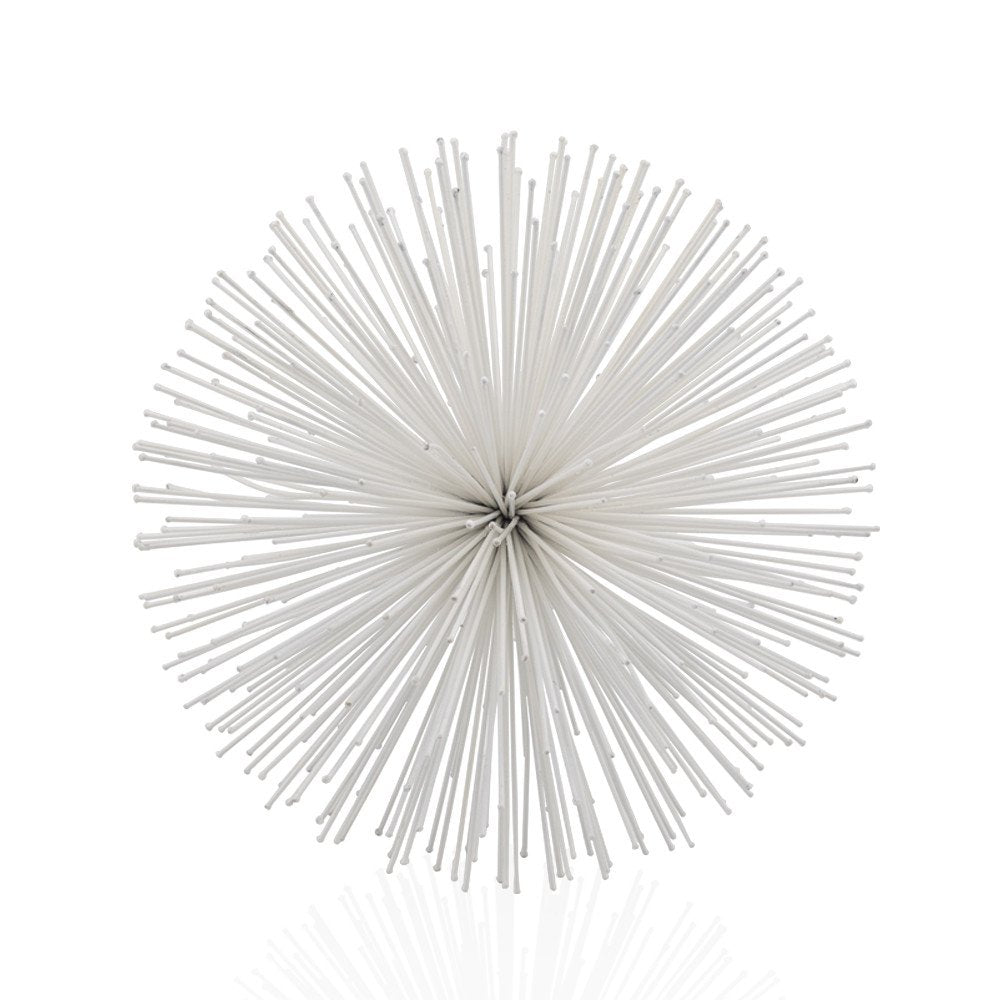 10" White Iron Decorative Orb Tabletop Sculpture HomeRoots