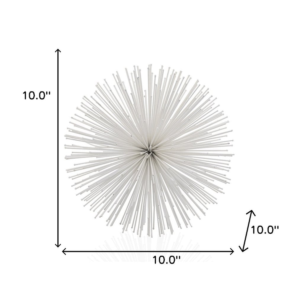 10" White Iron Decorative Orb Tabletop Sculpture HomeRoots