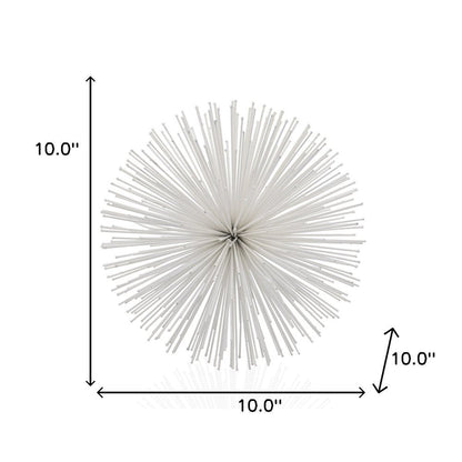 10" White Iron Decorative Orb Tabletop Sculpture HomeRoots