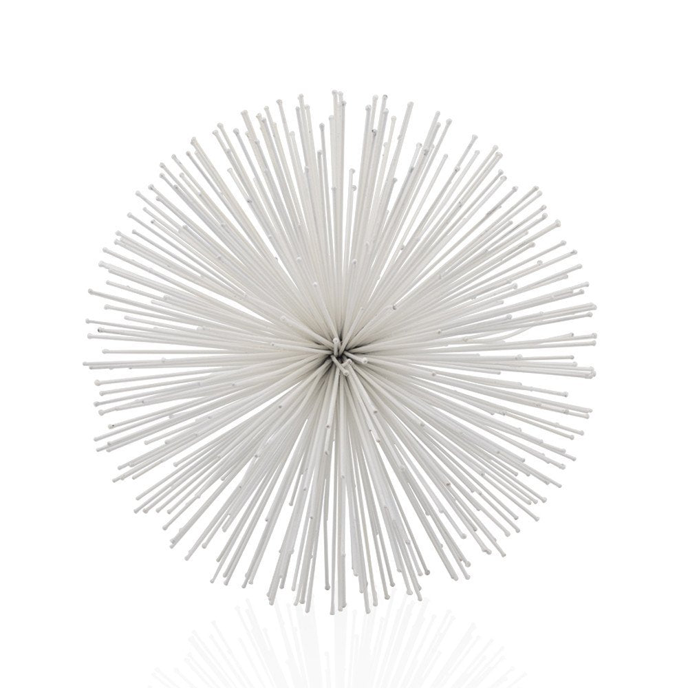 10" White Iron Decorative Orb Tabletop Sculpture HomeRoots
