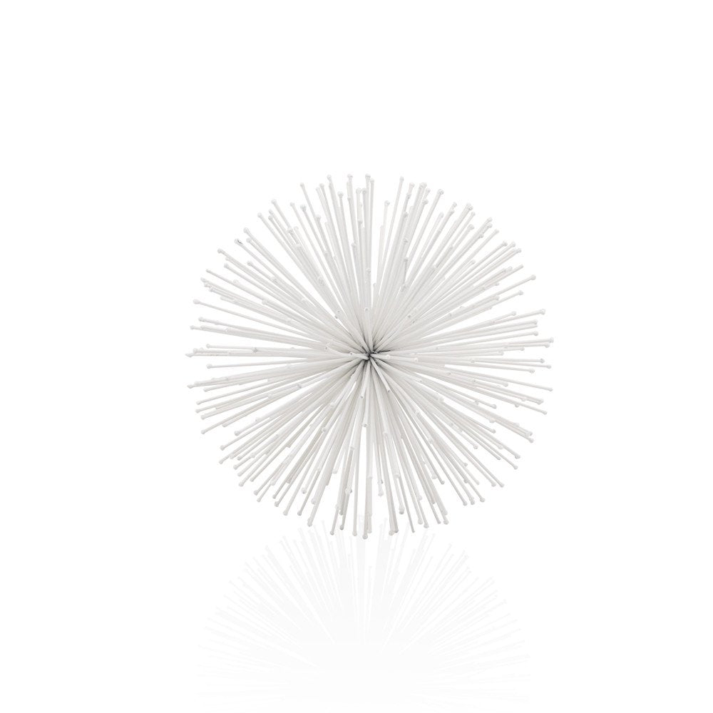 10" White Iron Decorative Orb Tabletop Sculpture HomeRoots
