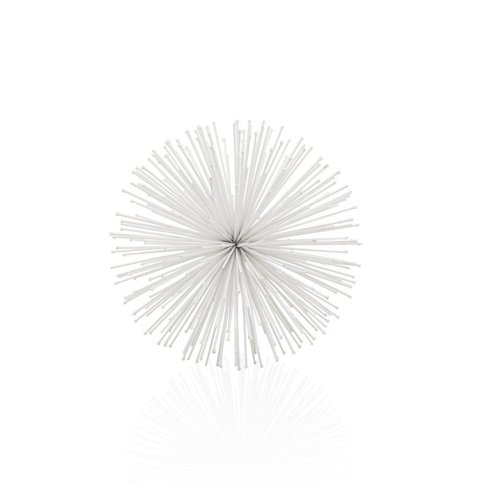 10" White Iron Decorative Orb Tabletop Sculpture HomeRoots