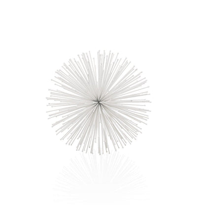 10" White Iron Decorative Orb Tabletop Sculpture HomeRoots