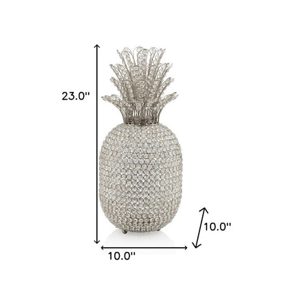 23" Glam Bling Faux Crystal and Silver Pineapple HomeRoots