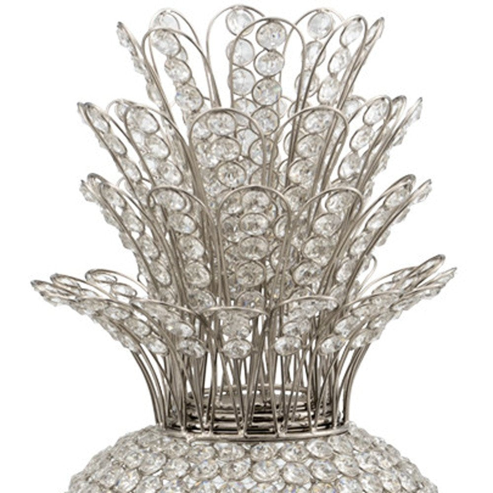 23" Glam Bling Faux Crystal and Silver Pineapple HomeRoots