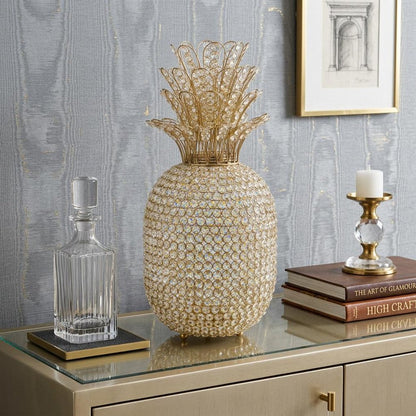 23" Glam Bling Faux Crystal and Silver Pineapple HomeRoots