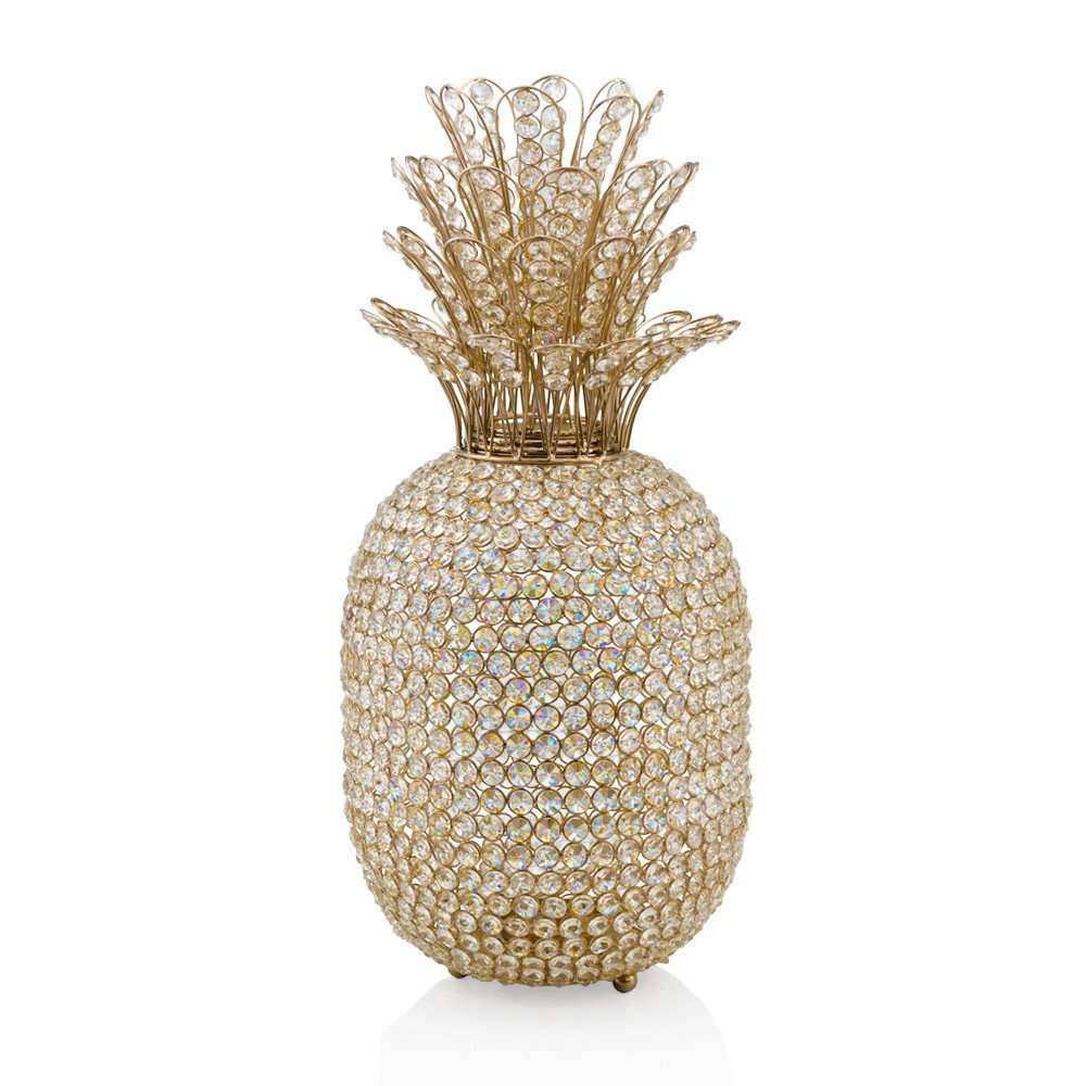 23" Glam Bling Faux Crystal and Silver Pineapple HomeRoots