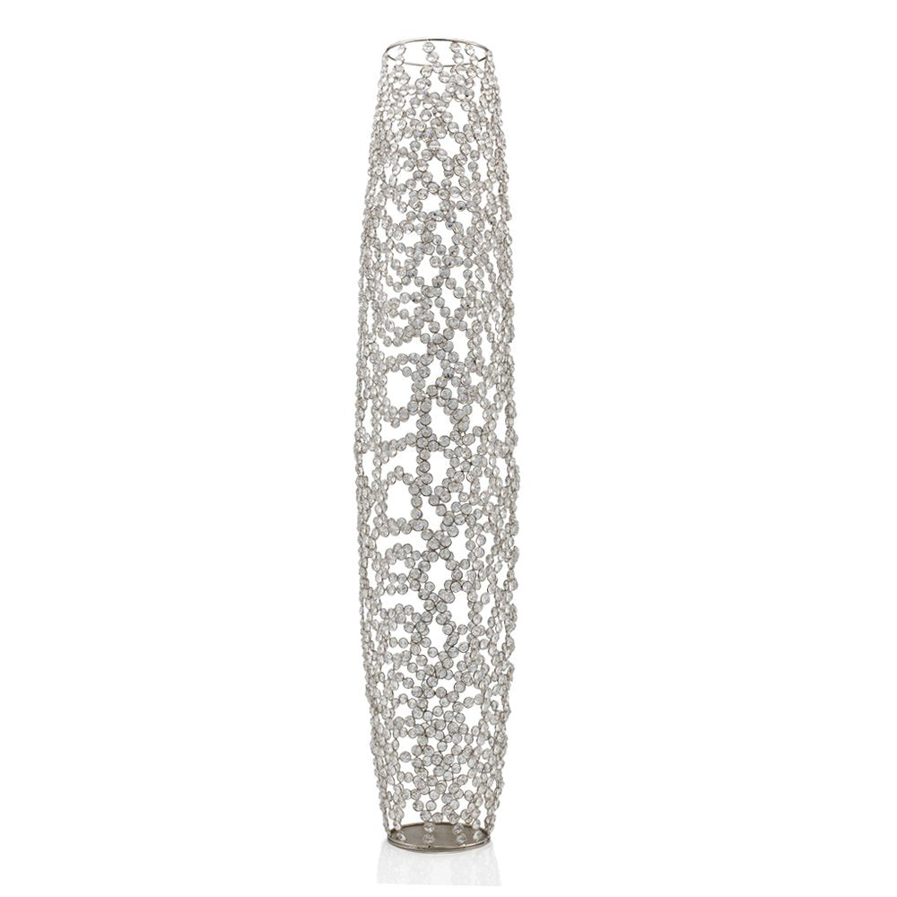 40" Silver Oval Crystal Glass Floor Vase With Faux Crystals HomeRoots