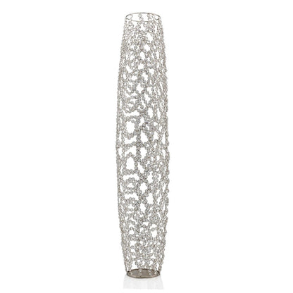 40" Silver Oval Crystal Glass Floor Vase With Faux Crystals HomeRoots