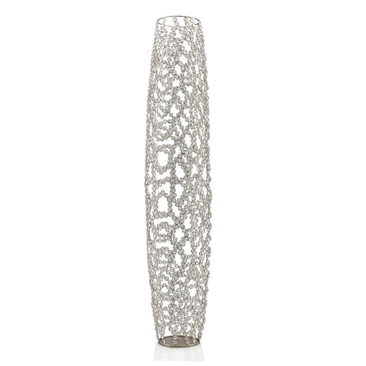 47" Silver Oval Crystal Glass Floor Vase With Faux Crystals HomeRoots