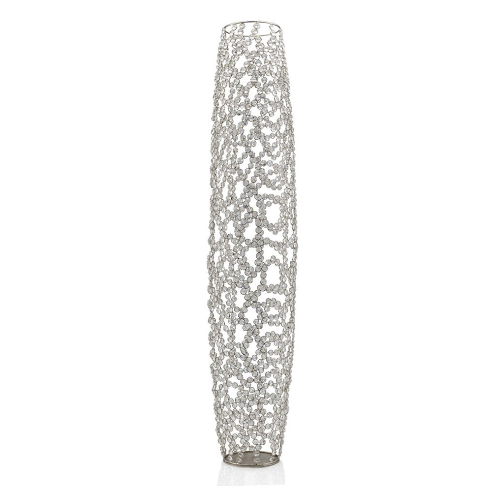 40" Silver Oval Crystal Glass Floor Vase With Faux Crystals HomeRoots