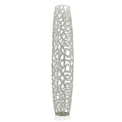 40" Silver Oval Crystal Glass Floor Vase With Faux Crystals HomeRoots