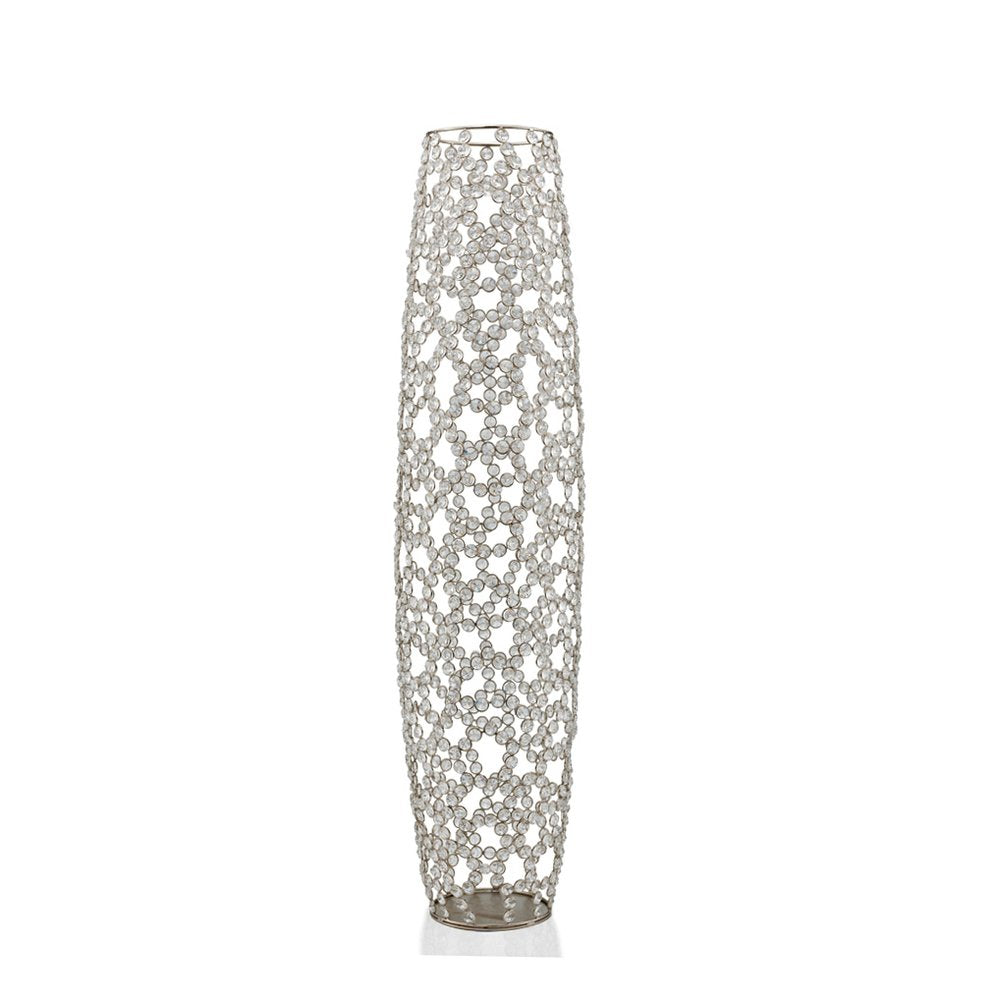47" Silver Oval Crystal Glass Floor Vase With Faux Crystals HomeRoots
