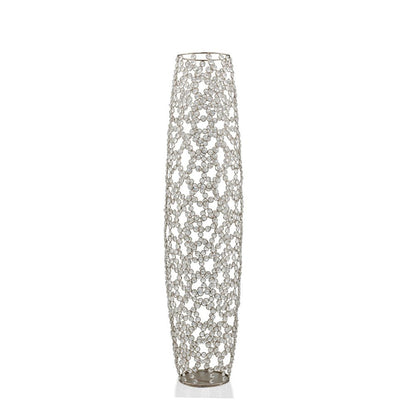 47" Silver Oval Crystal Glass Floor Vase With Faux Crystals HomeRoots