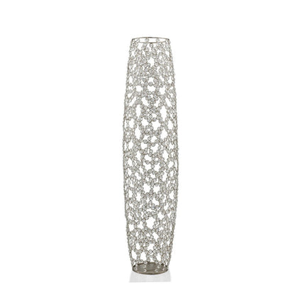 47" Silver Oval Crystal Glass Floor Vase With Faux Crystals HomeRoots