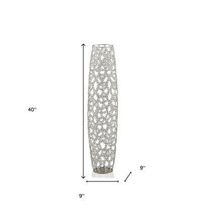40" Silver Oval Crystal Glass Floor Vase With Faux Crystals HomeRoots