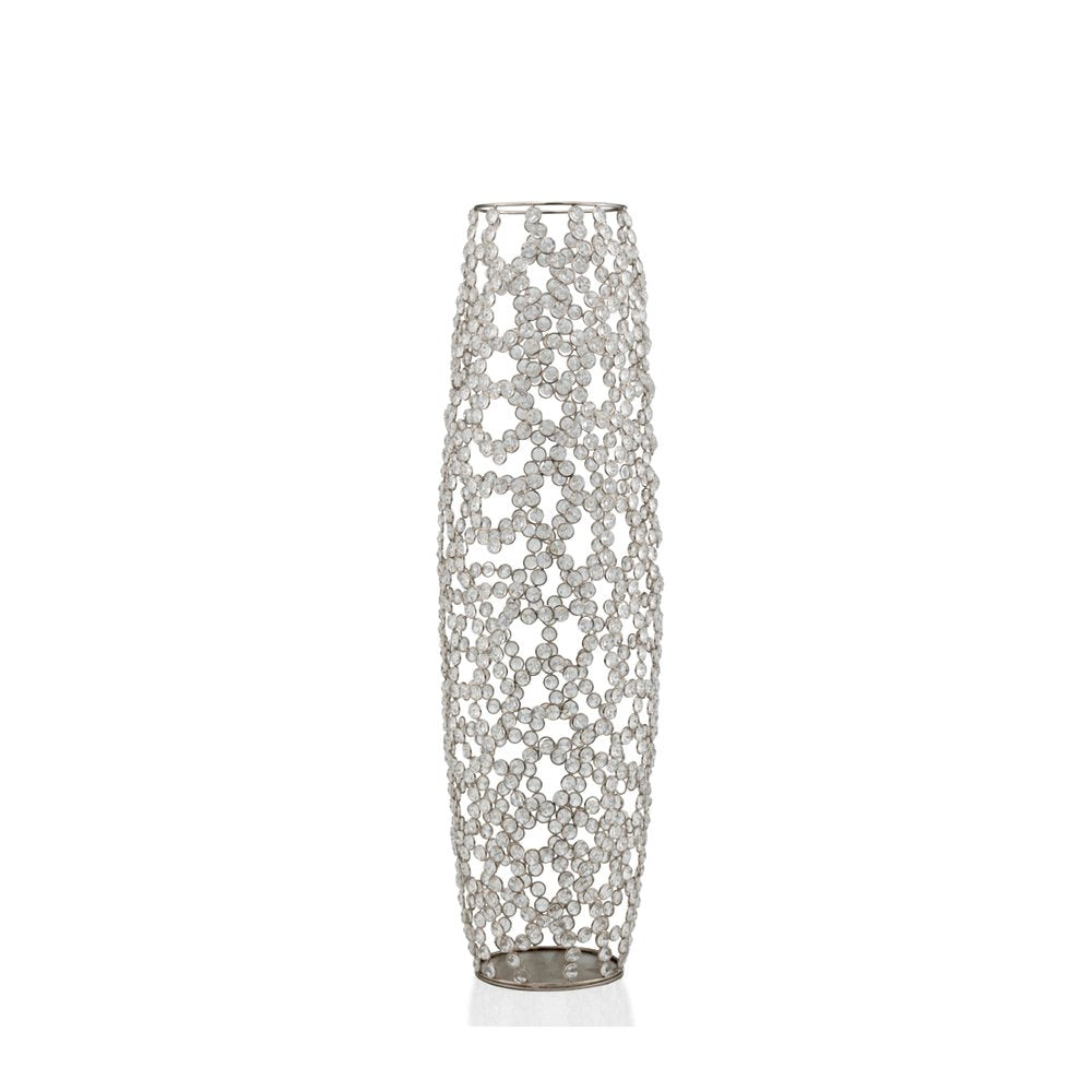 40" Silver Oval Crystal Glass Floor Vase With Faux Crystals HomeRoots