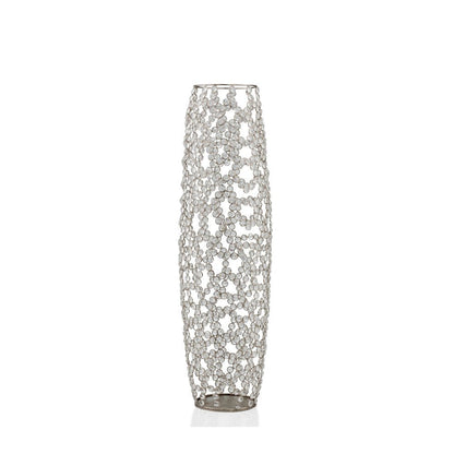 40" Silver Oval Crystal Glass Floor Vase With Faux Crystals HomeRoots