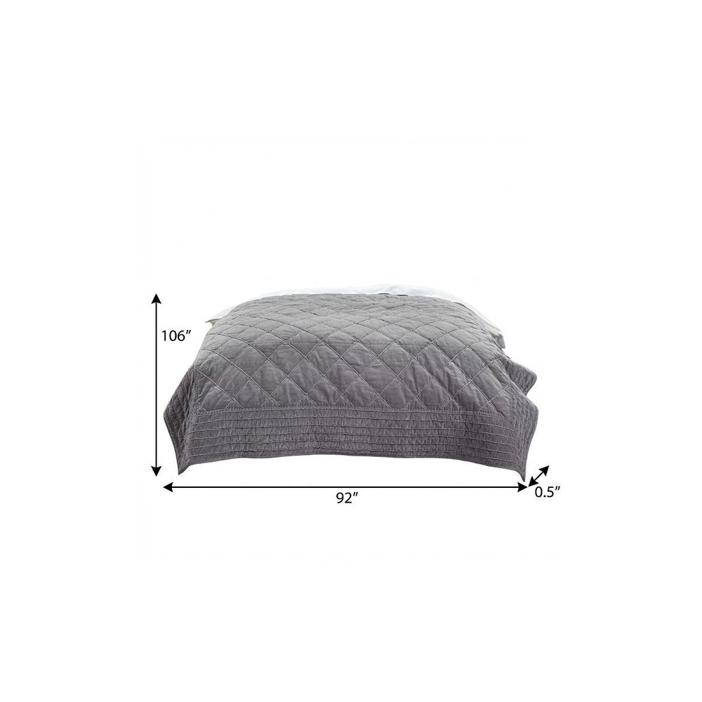 92" X 106" Gray Geometric Cotton Quilt — view 6