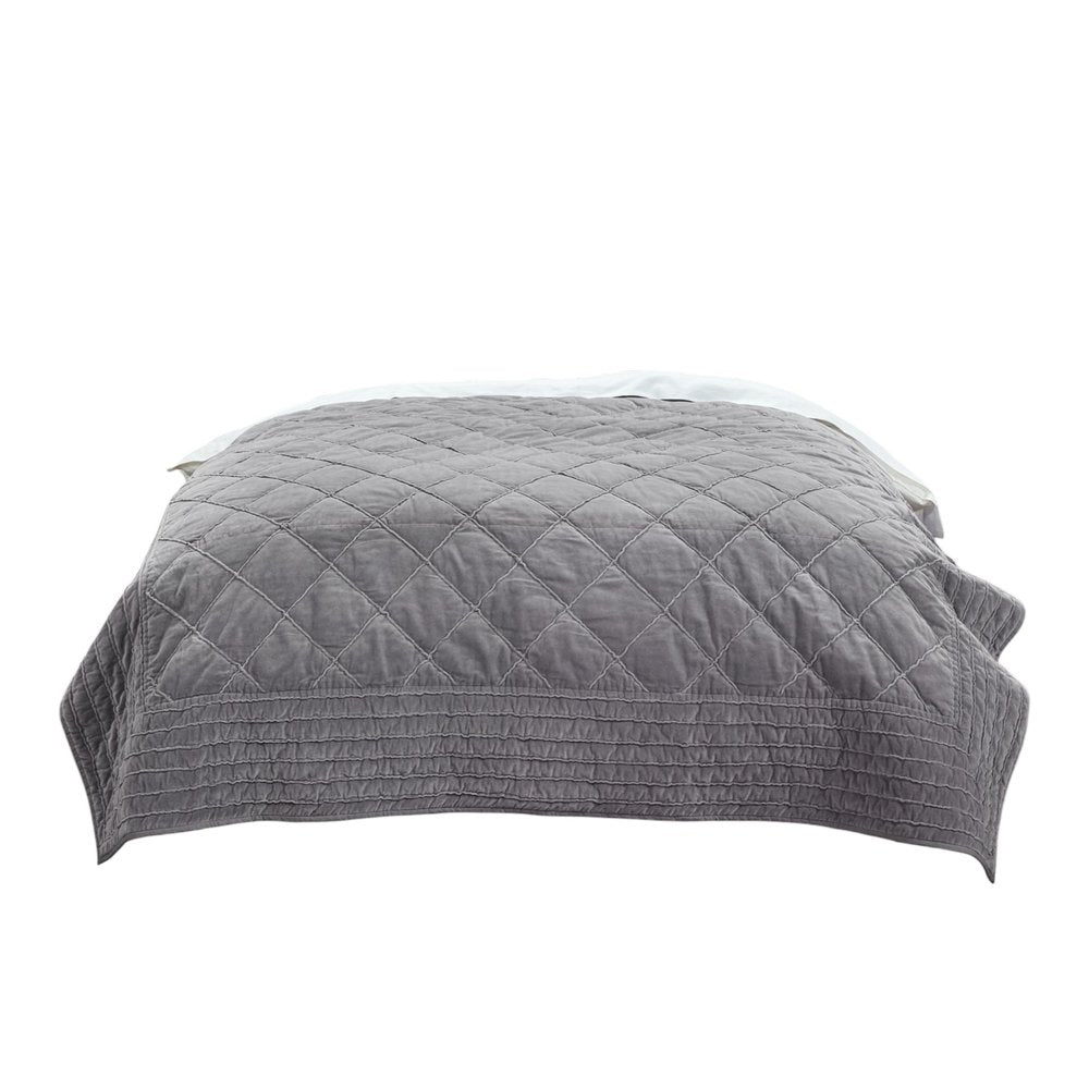92" X 106" Gray Geometric Cotton Quilt — view 2