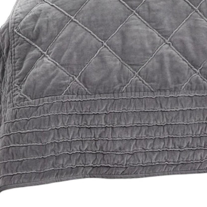92" X 106" Gray Geometric Cotton Quilt