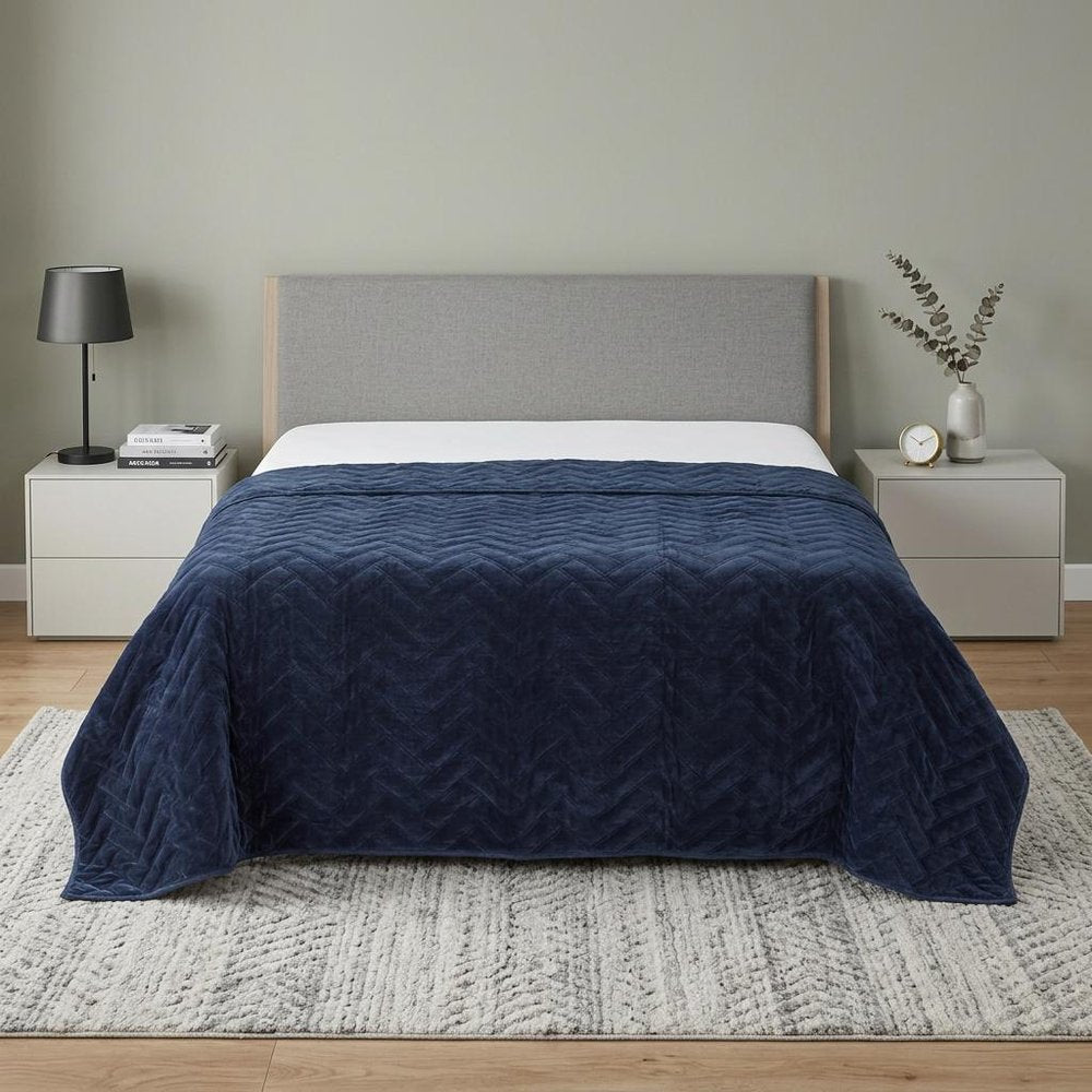 92" X 106" Indigo Cotton Quilt — view 3