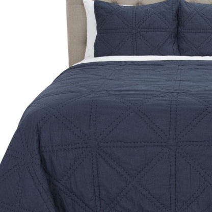 Indigo Geometric Queen Quilt HomeRoots
