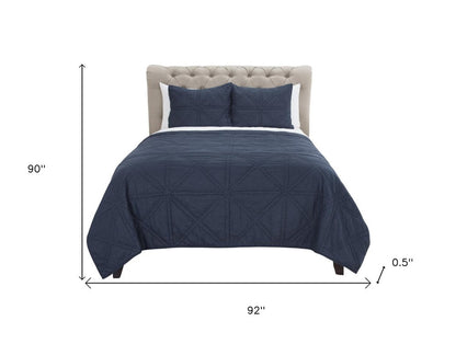 Indigo Geometric Queen Quilt HomeRoots