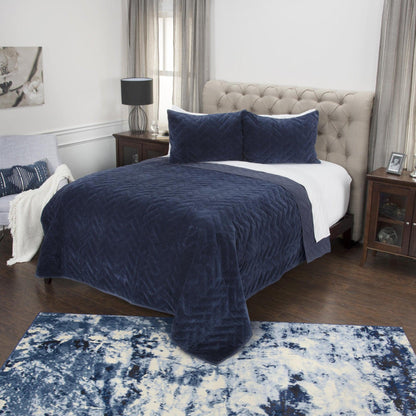 Indigo Queen 100% Cotton 300 Thread Count Dry Clean Only Down Alternative Comforter - FurniFindUSA